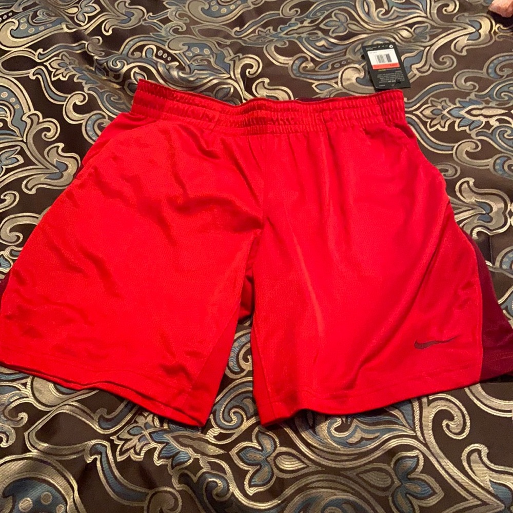Red basketball shorts